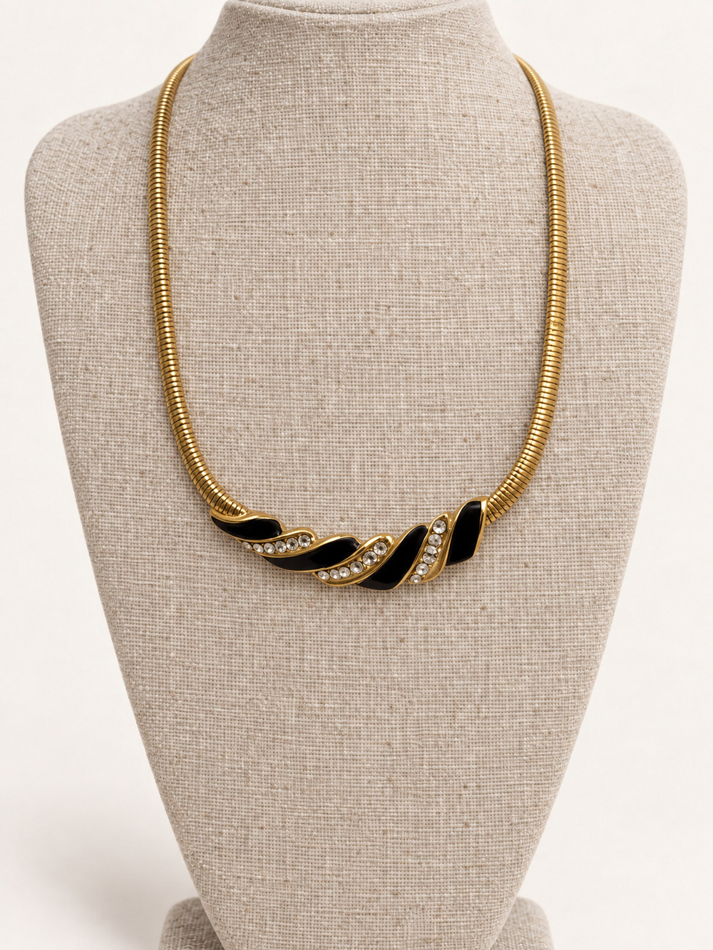 βοΈ Enamel Rhinestone Necklace | Gold-Tone Elegance π